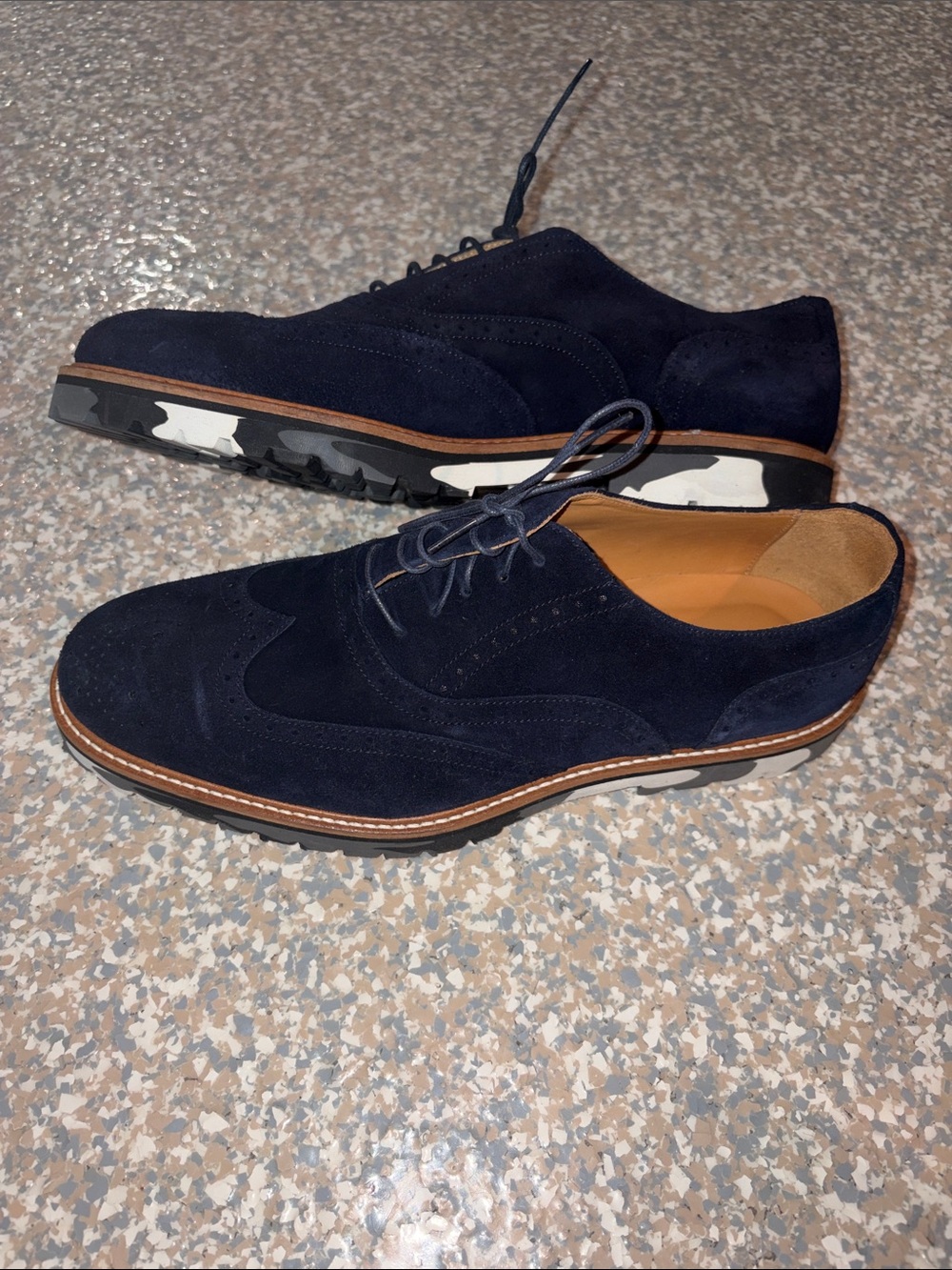 Donald Pliner Men's BLUE Suede Wingtip Derby Shoes NWT